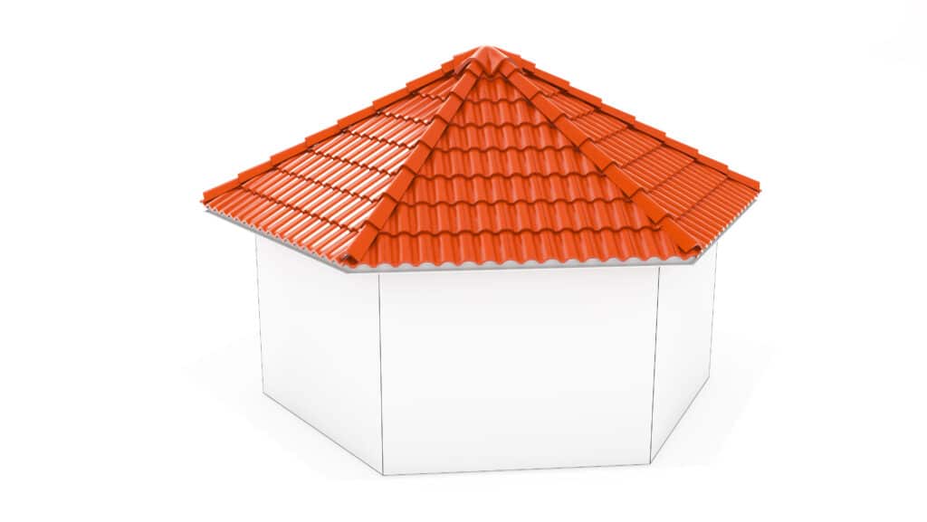 3d roof type on the white background. 3d rendering